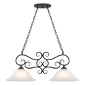 Matte Black 2-Light Linear Chandelier with Bell Glass Shades - product image 2 | Zenvolit