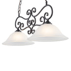 Matte Black 2-Light Linear Chandelier with Bell Glass Shades - product image 5 | Zenvolit