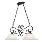 Matte Black 2-Light Linear Chandelier with Bell Glass Shades - product image 6 | Zenvolit