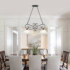Matte Black 2-Light Linear Chandelier with Bell Glass Shades - product image 9 | Zenvolit