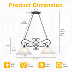 Matte Black 2-Light Linear Chandelier with Bell Glass Shades - product image 12 | Zenvolit