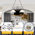 Matte Black 2-Light Linear Chandelier with Bell Glass Shades - product image 14 | Zenvolit