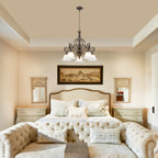 5-Light Oil Rubbed Bronze Chandelier Glass Bell Shades Traditional - product image 2 | Zenvolit