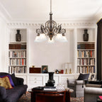 5-Light Oil Rubbed Bronze Chandelier Glass Bell Shades Traditional - product image 3 | Zenvolit