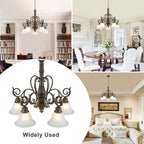 5-Light Oil Rubbed Bronze Chandelier Glass Bell Shades Traditional - product image 5 | Zenvolit