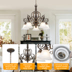 5-Light Oil Rubbed Bronze Chandelier Glass Bell Shades Traditional - product image 8 | Zenvolit