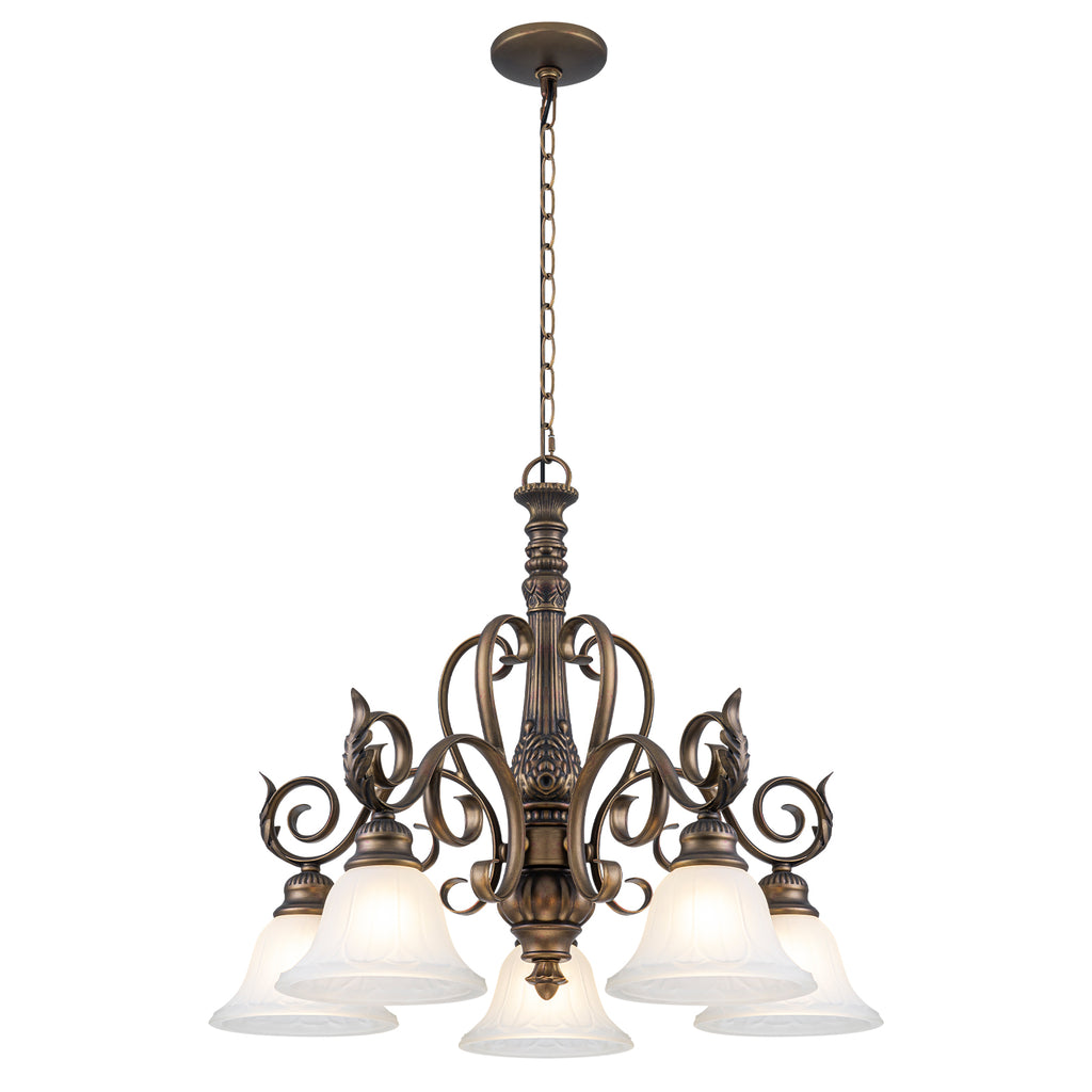 5-Light Oil Rubbed Bronze Chandelier Glass Bell Shades Traditional - product image 12 | Zenvolit