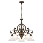 5-Light Oil Rubbed Bronze Chandelier Glass Bell Shades Traditional - product image 12 | Zenvolit