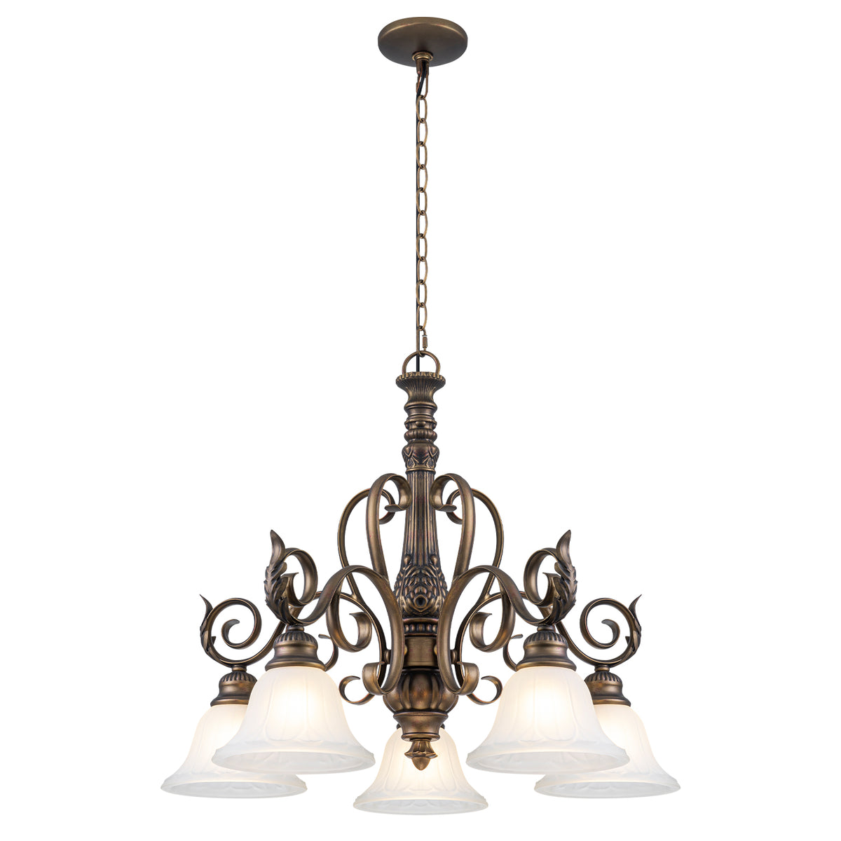 5-Light Oil Rubbed Bronze Chandelier Glass Bell Shades Traditional - product image 12 | Zenvolit