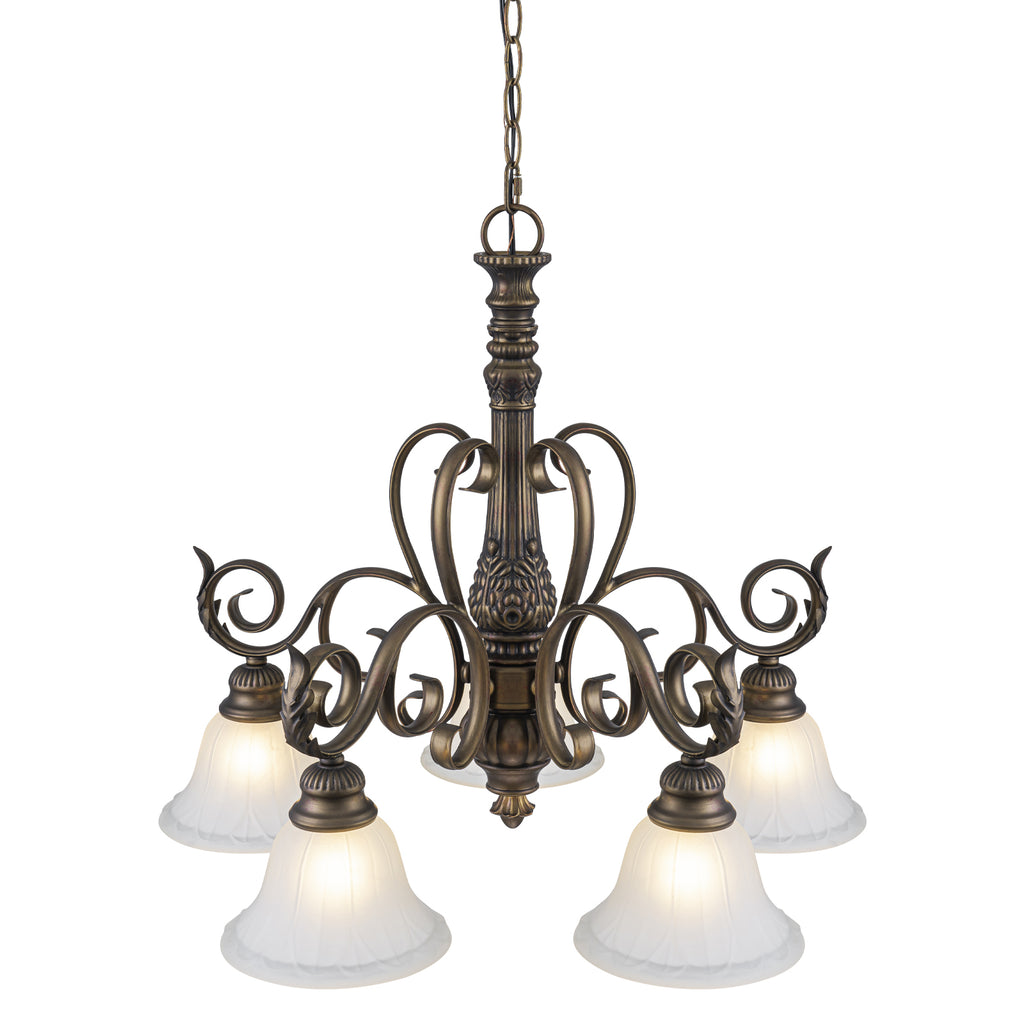 5-Light Oil Rubbed Bronze Chandelier Glass Bell Shades Traditional - product image 13 | Zenvolit