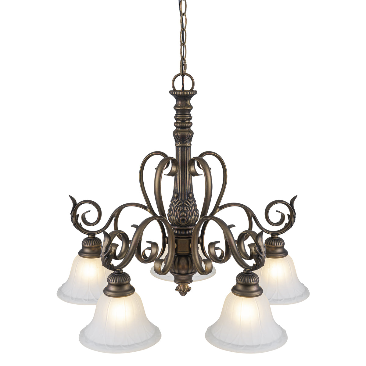 5-Light Oil Rubbed Bronze Chandelier Glass Bell Shades Traditional - product image 13 | Zenvolit