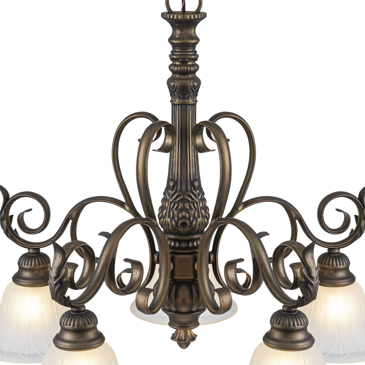5-Light Oil Rubbed Bronze Chandelier Glass Bell Shades Traditional - product image 14 | Zenvolit