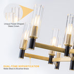9 Light Black and Gold Chandelier with Crystal Shades Modern Pendant - product image 3 | Zenvolit