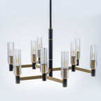 9 Light Black and Gold Chandelier with Crystal Shades Modern Pendant - product image 4 | Zenvolit