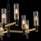 9 Light Black and Gold Chandelier with Crystal Shades Modern Pendant - product image 6 | Zenvolit