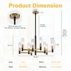 9 Light Black and Gold Chandelier with Crystal Shades Modern Pendant - product image 7 | Zenvolit