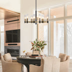 9 Light Black and Gold Chandelier with Crystal Shades Modern Pendant - product image 11 | Zenvolit