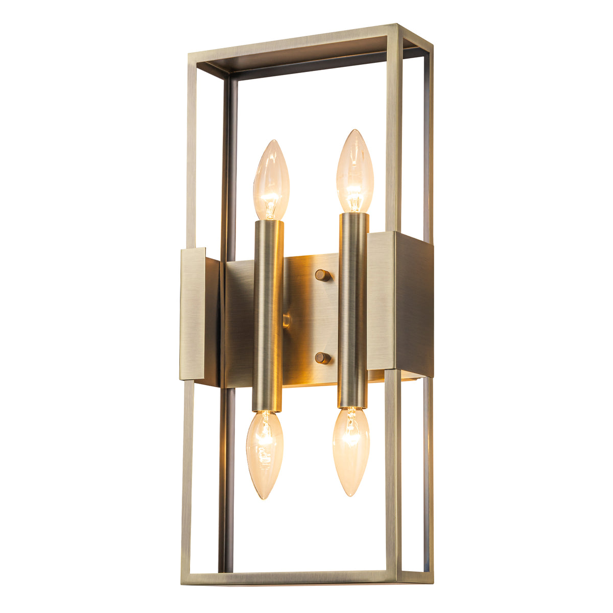 4-Light Modern Vintage Antique Brass Rectangular Metal Wall Sconce - product image 6 | Zenvolit