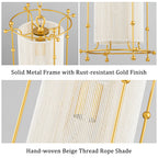 Modern Gold Cylinder Pendant Light White Fabric Shade Kitchen Island