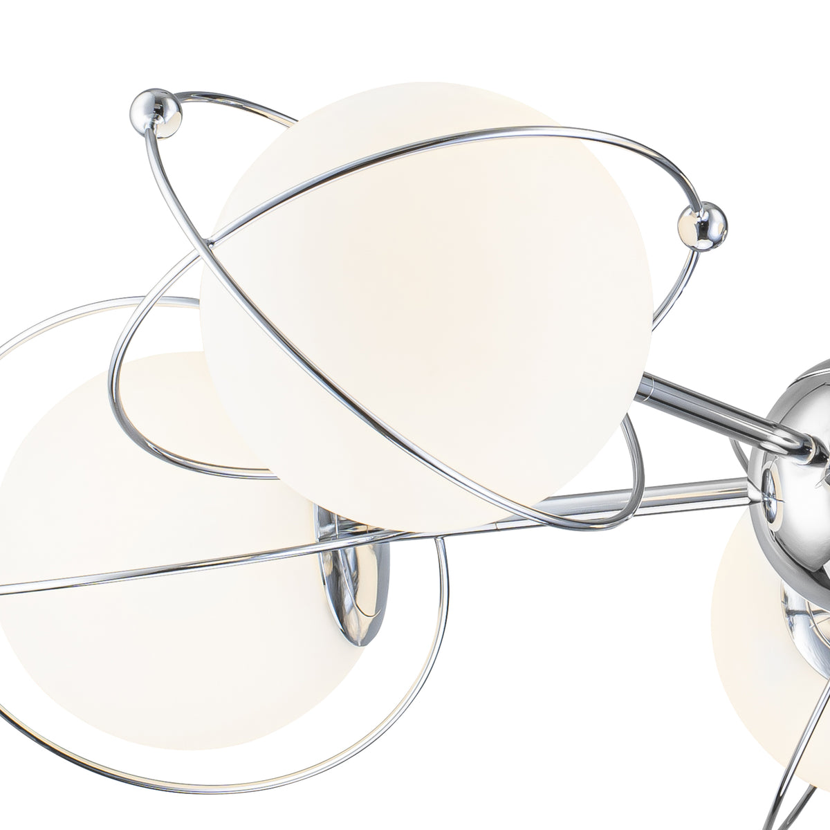 5-Light Modern Globe Chandelier Chrome Orbit Frame Opal Glass Globes - product image 5 | Zenvolit