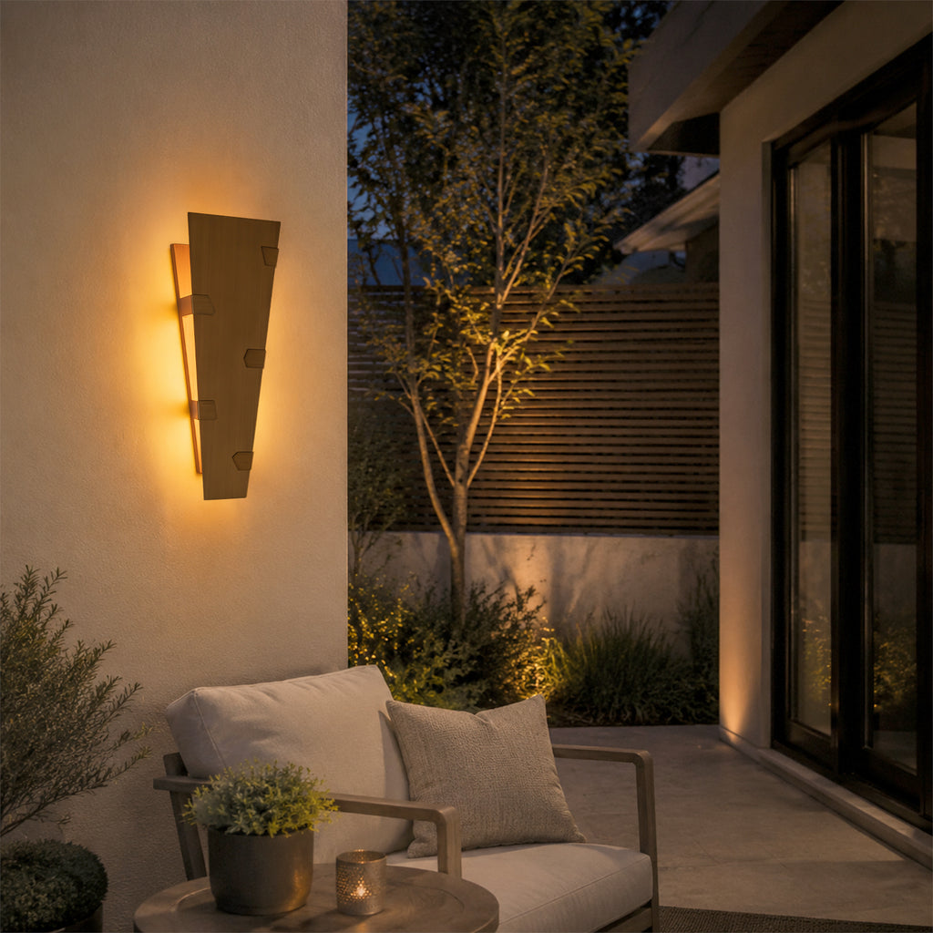 Trapezoid Brushed Gold LED Wall Light Dimmable IP65 Indoor Outdoor - product image 5 | Zenvolit