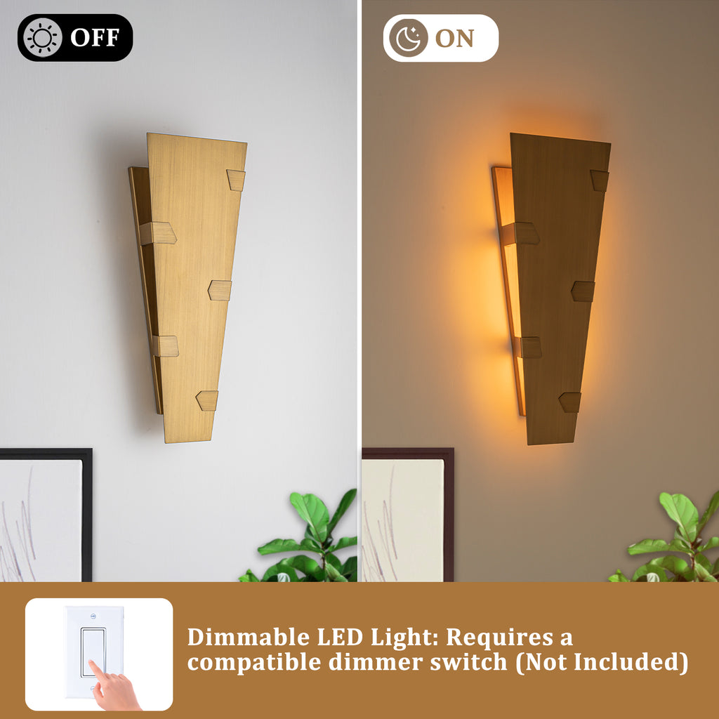 Trapezoid Brushed Gold LED Wall Light Dimmable IP65 Indoor Outdoor - product image 7 | Zenvolit