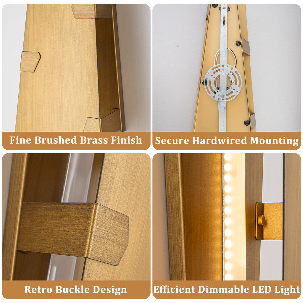 Trapezoid Brushed Gold LED Wall Light Dimmable IP65 Indoor Outdoor - product image 14 | Zenvolit
