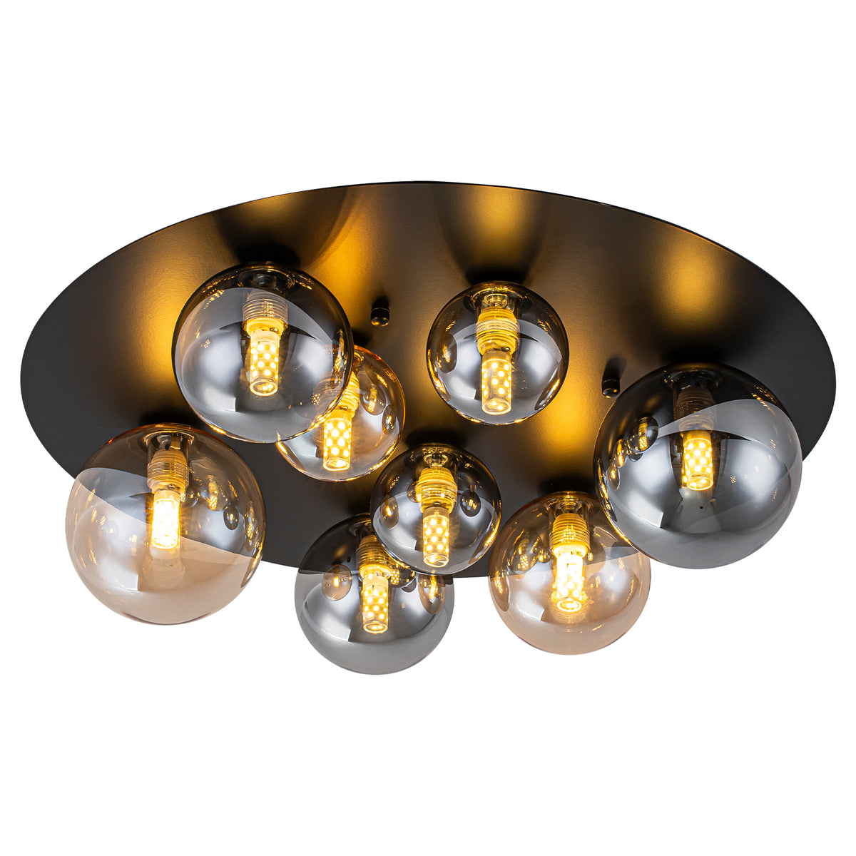 8-Light Flush Mount Ceiling Light Mixed Size Smoke/Amber Glass Globes - product image 15 | Zenvolit