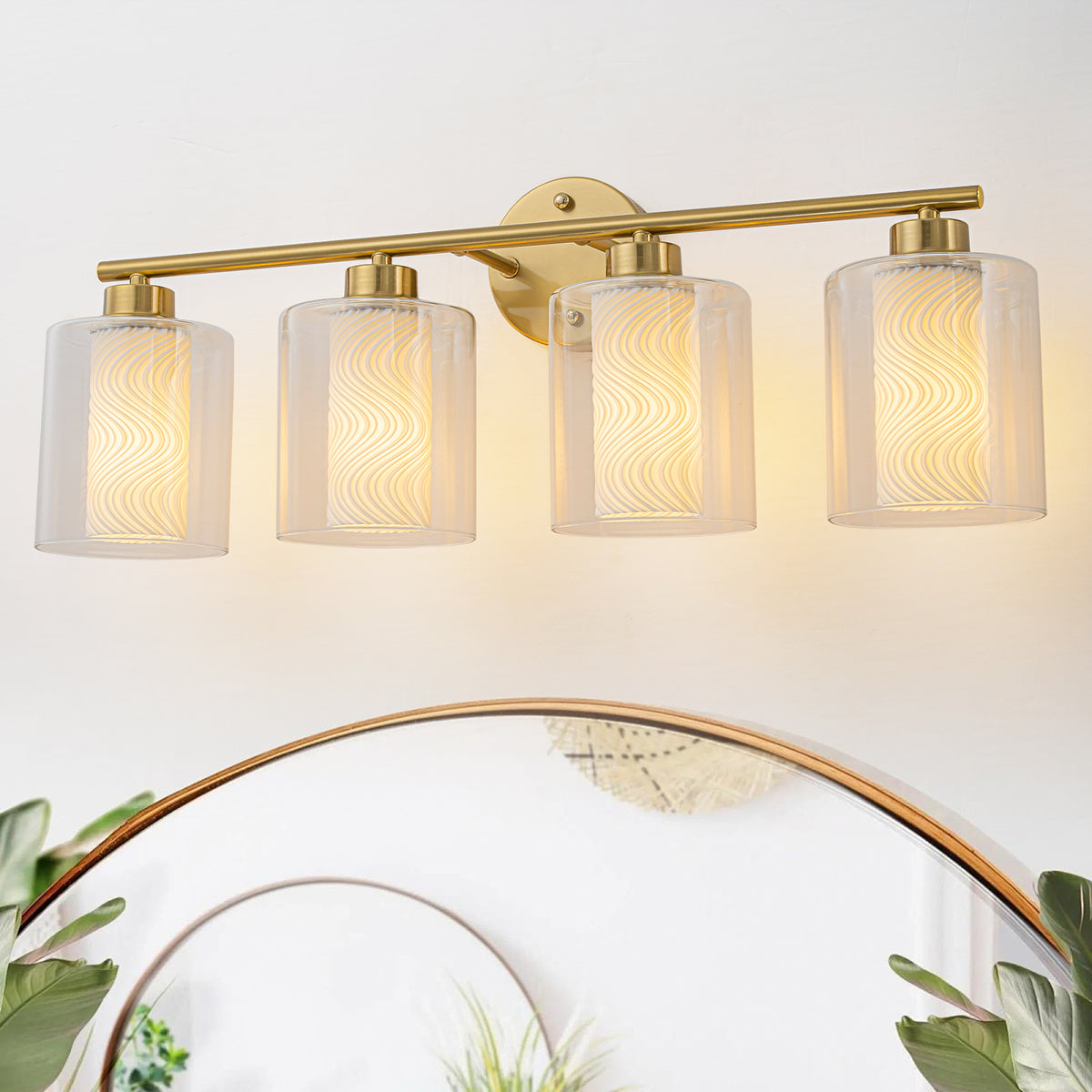 Modern Gold Vanity Light with Double Cylinder Shades Bathroom - product image 13 | Zenvolit