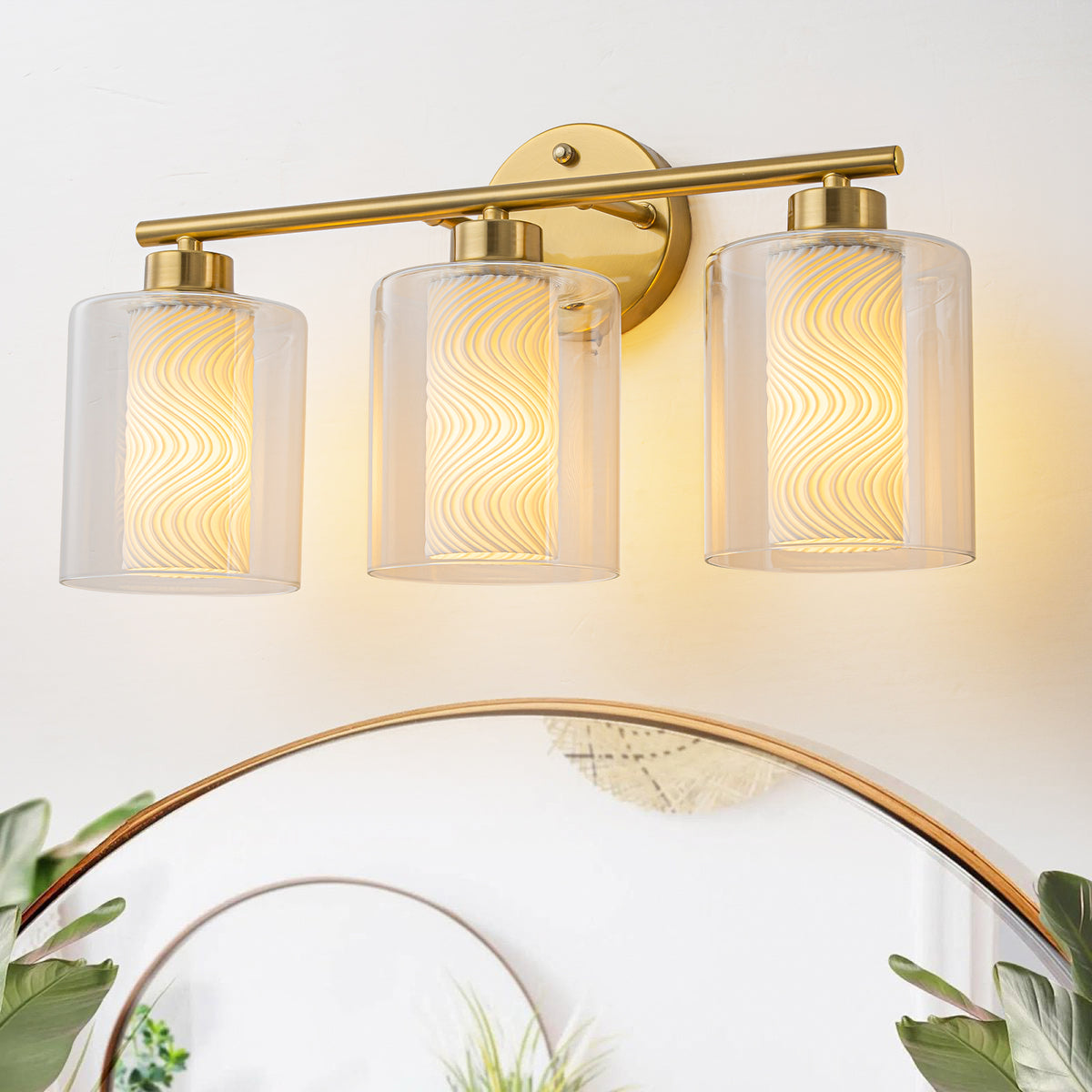 Modern Gold Vanity Light with Double Cylinder Shades Bathroom - product image 1 | Zenvolit