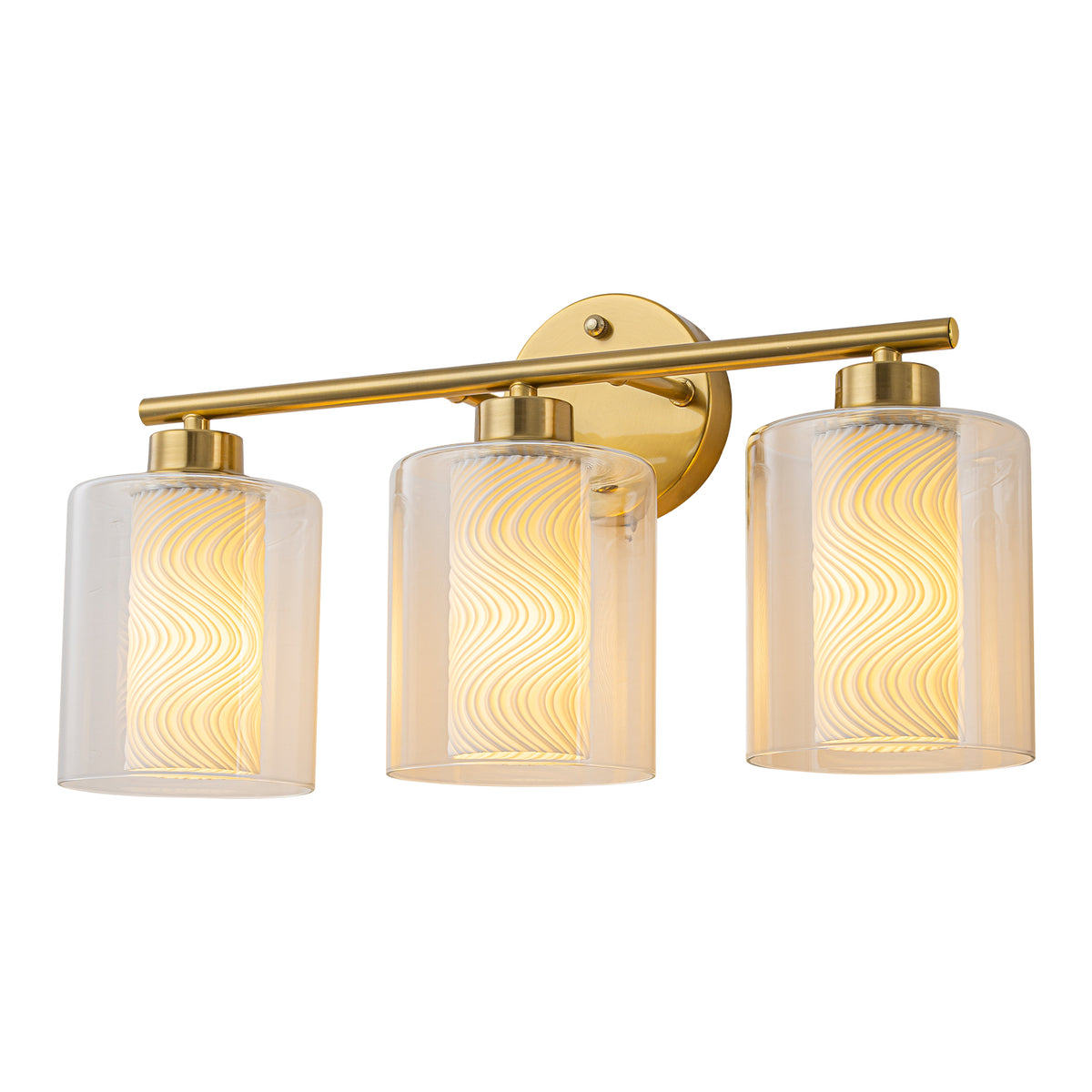 Modern Gold Vanity Light with Double Cylinder Shades Bathroom - product image 14 | Zenvolit
