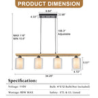 4-Light Black Linear Pendant Light Clear Glass & Linen Cylinder Shades - product image 7 | Zenvolit