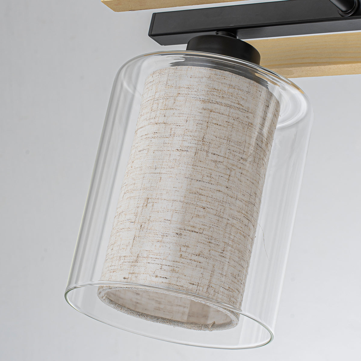 4-Light Black Linear Pendant Light Clear Glass & Linen Cylinder Shades - product image 10 | Zenvolit