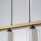 4-Light Black Linear Pendant Light Clear Glass & Linen Cylinder Shades - product image 13 | Zenvolit
