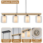 4-Light Black Linear Pendant Light Clear Glass & Linen Cylinder Shades - product image 14 | Zenvolit