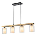 4-Light Black Linear Pendant Light Clear Glass & Linen Cylinder Shades - product image 15 | Zenvolit