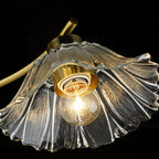 3-Light Gold Linear Flush Mount Ruffled Lotus Leaf Clear Glass Shades - product image 9 | Zenvolit