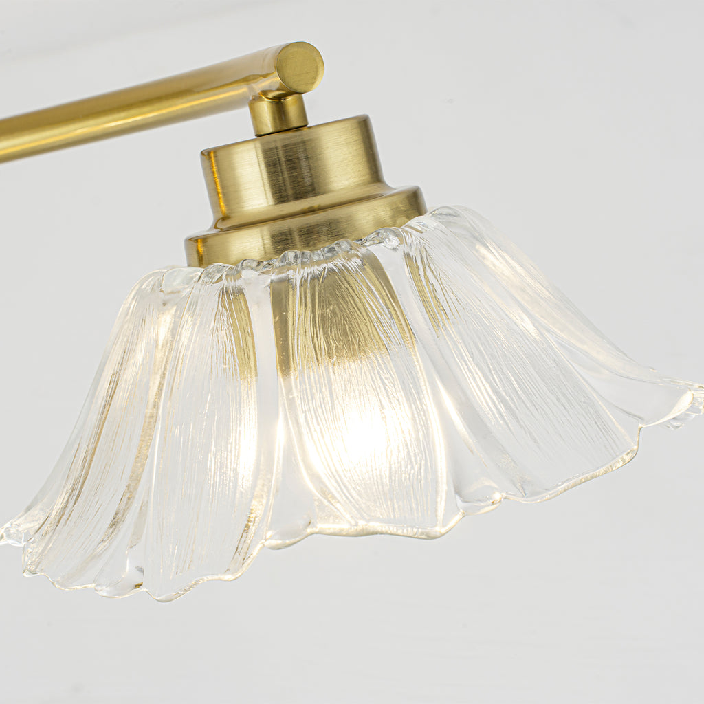 3-Light Gold Linear Flush Mount Ruffled Lotus Leaf Clear Glass Shades - product image 10 | Zenvolit