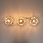 3-Light Gold Linear Flush Mount Ruffled Lotus Leaf Clear Glass Shades - product image 11 | Zenvolit