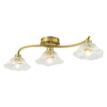 3-Light Gold Linear Flush Mount Ruffled Lotus Leaf Clear Glass Shades - product image 13 | Zenvolit