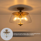 3-Light Matte Brass Flush Mount Ceiling Light with Clear Glass Shade - product image 3 | Zenvolit
