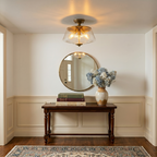 3-Light Matte Brass Flush Mount Ceiling Light with Clear Glass Shade - product image 7 | Zenvolit