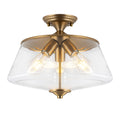 3-Light Matte Brass Flush Mount Ceiling Light with Clear Glass Shade - product image 11 | Zenvolit