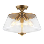 3-Light Matte Brass Flush Mount Ceiling Light with Clear Glass Shade - product image 11 | Zenvolit