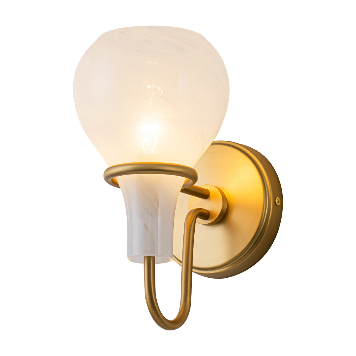 Modern Gold Vanity Light with Clouded Glass Bulb-Vase Shades Bathroom - product image 2 | Zenvolit