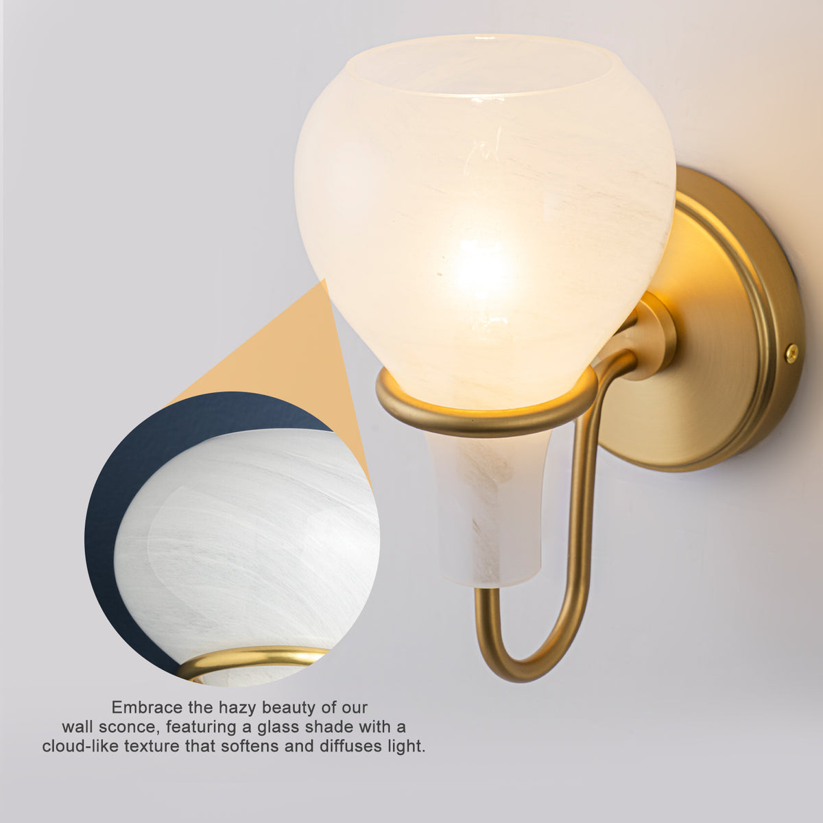 Modern Gold Vanity Light with Clouded Glass Bulb-Vase Shades Bathroom - product image 6 | Zenvolit