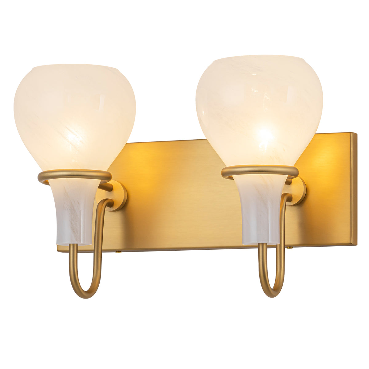 Modern Gold Vanity Light with Clouded Glass Bulb-Vase Shades Bathroom - product image 2 | Zenvolit