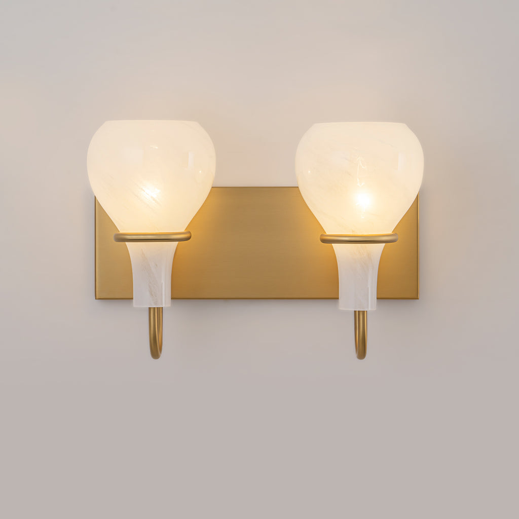 Modern Gold Vanity Light with Clouded Glass Bulb-Vase Shades Bathroom - product image 4 | Zenvolit
