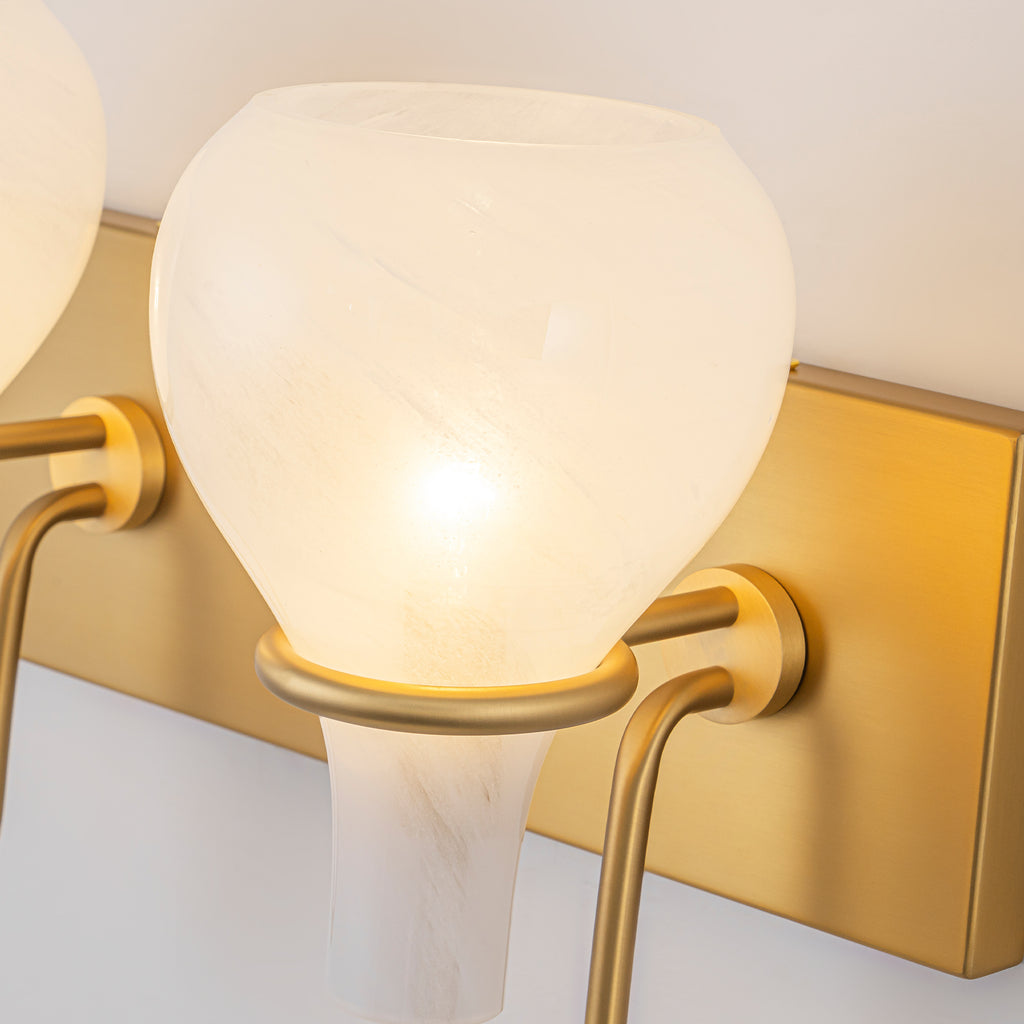 Modern Gold Vanity Light with Clouded Glass Bulb-Vase Shades Bathroom - product image 5 | Zenvolit