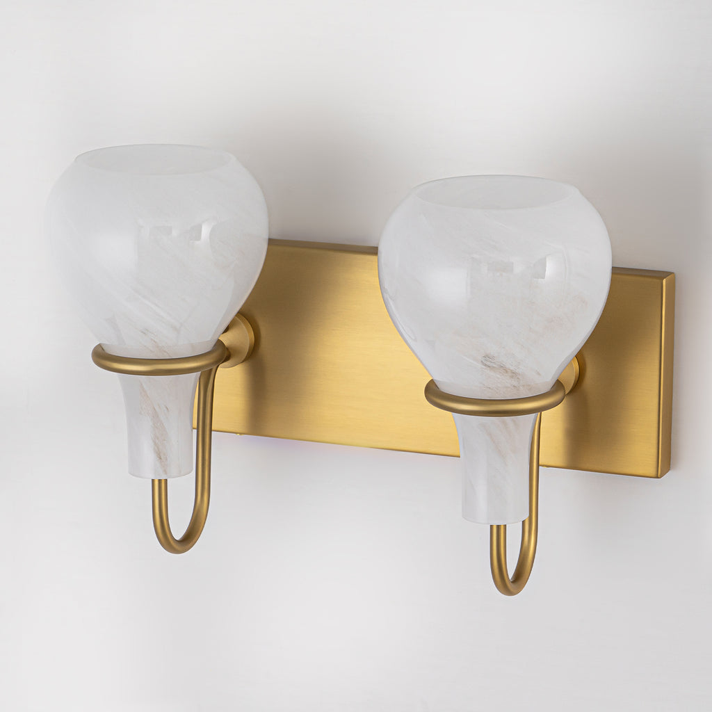 Modern Gold Vanity Light with Clouded Glass Bulb-Vase Shades Bathroom - product image 7 | Zenvolit